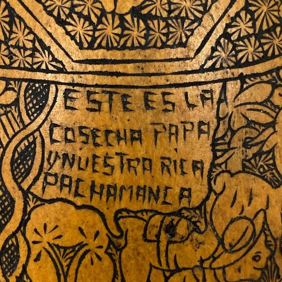 Vintage Hand Carved Peruvian Gourd Folk Art Rattle - Picture 5 of 14